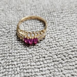 14k Gold and Pink Gemstone Ring